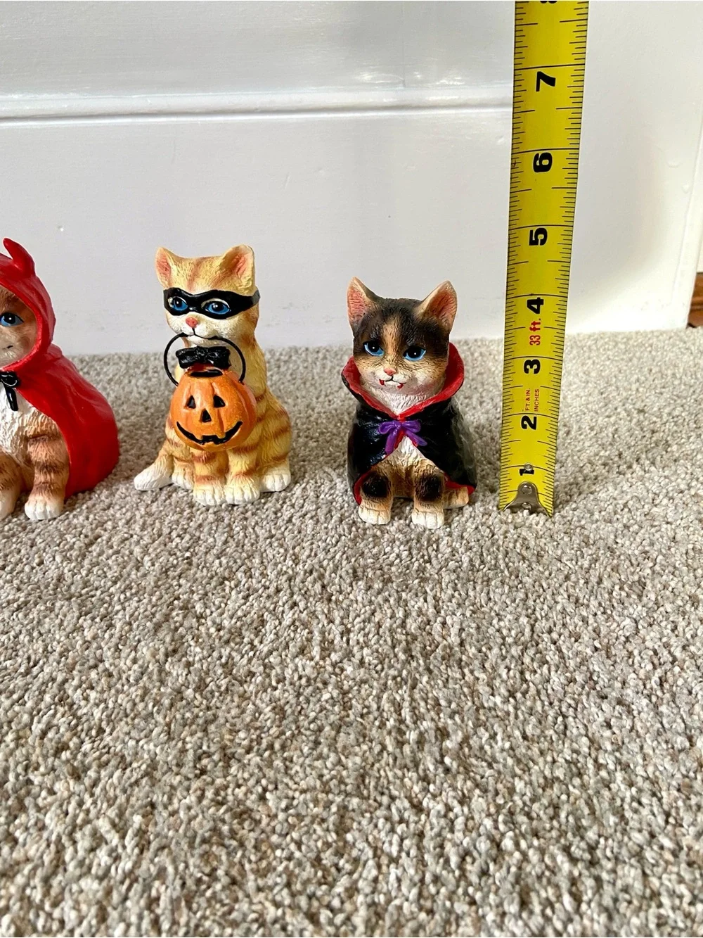 Collections Etc Halloween Cat Figurines Set of 4 Costume Witch Devil Vampire